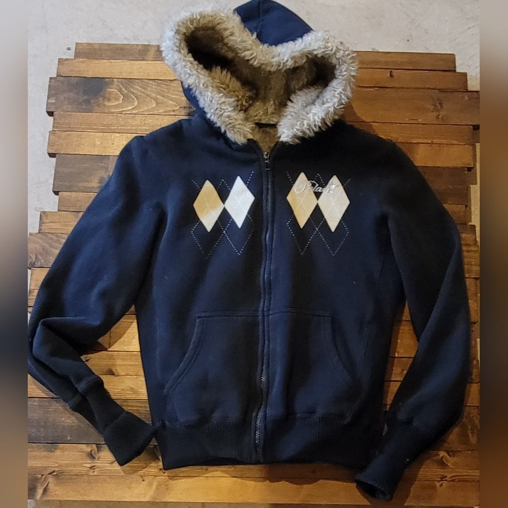 Polaris Zip Up Faux Fur Hoodie Sz L